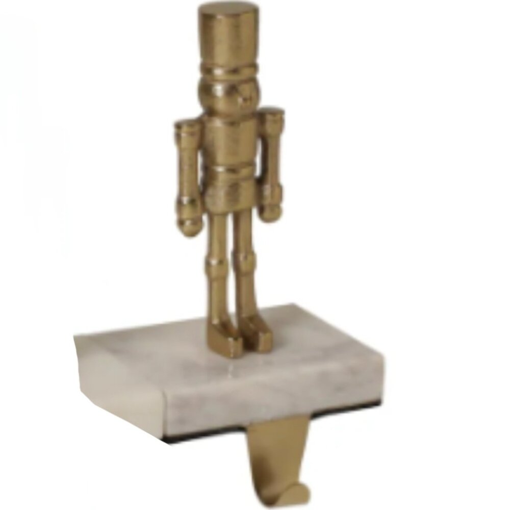 Marble Brass Nutcracker stocking holder